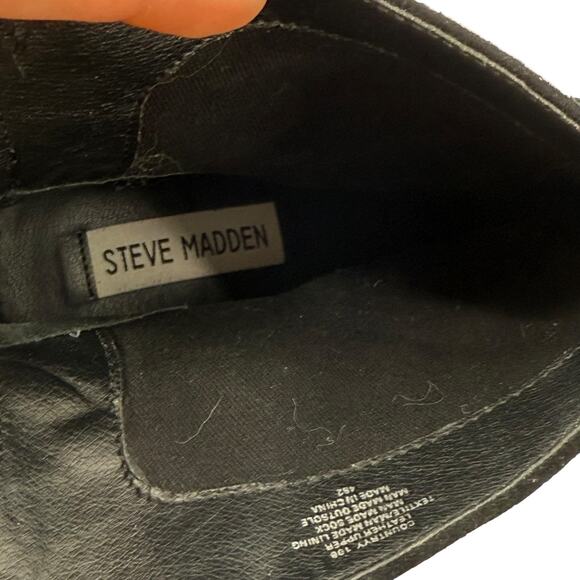 Steve Madden Black Fringe Western Boots 10 Leather Pointed Toe Ankle Country - Picture 10 of 14